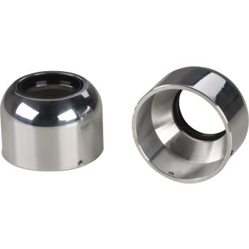 Paire de cache-poussières, aluminium poli avec joint. Fixation par 2 vis sans tête