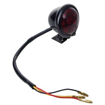 Mini feu arrière à LEDs, 'Bates-Style', noir, support de fixation coudé inclus (cabochon siglé 'E')