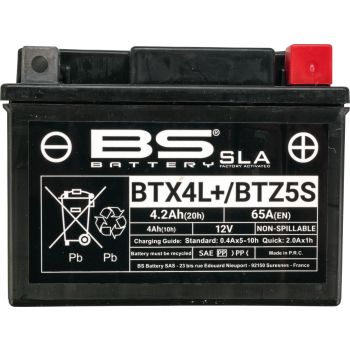 SLA Battery BS 12V / 4,2Ah maintenance-free filled, leak-proof due to SLA technology (without fleece, without gel) Type BTX4L + BTZ5S