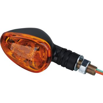 Mini clignotants courts, style Duke, noir (la paire, siglé 'E', long. 75mm, bras: 20mm / M10, ampoule: BA15s 12V/10W)