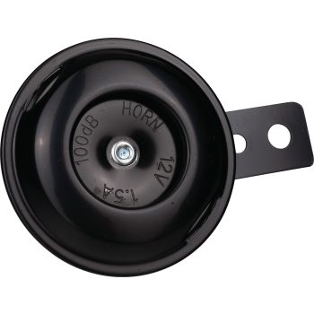 Klaxon 12V, 100db, noir (diam. 70mm, avec support coudé noir)