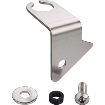 Support de contacteur de frein arrière, inox, pour montage SANS boîte à outils. Livré complet pour contacteurs origine ou refab.