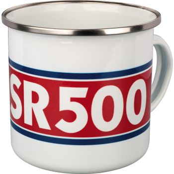 Tasse émaillée 'SR500', 300ml, blanc/rouge/bleu, dans emballage cadeau. Lavage main conseillé