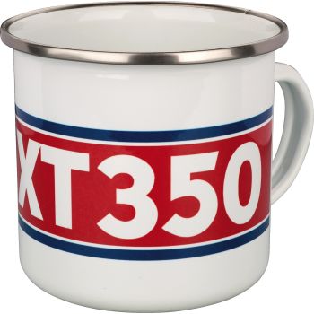 Tasse émaillée 'XT350', 300ml, blanc/rouge/bleu, dans emballage cadeau. Lavage main conseillé