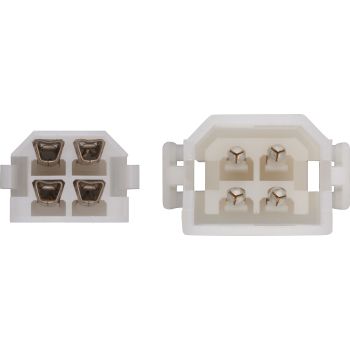 Fiche 4 contacts, 2X4 contacts ronds inclus (fiche à cran d'arrêt)