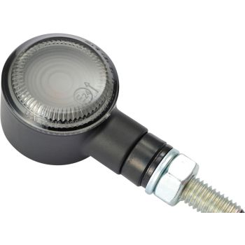 Daytona LED Indicator D-Light SOL2, black Aluminium housing, smoky grey glass, e-approved, M8 thread, 1 pair, for 12V electric