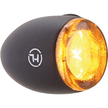 LED Indicator 'Proton-II', smoked glass, aluminium housing, black, 12mm wide, diameter 11mm, depth 16mm, e-approved, 1 pair, M6,very bright/SMD  technology