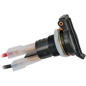 Prise de courant normée DIN avec capuchon (cable et fusible inclus, diamètre: 12mm, diam. montage: 18mm)