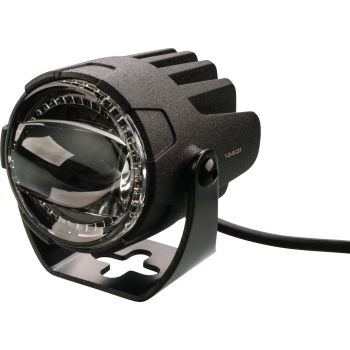 LED Fog Light 12V, dim. approx. 55x70mm, matt black aluminum housing, e-approved, 1 pc. incl. bracket