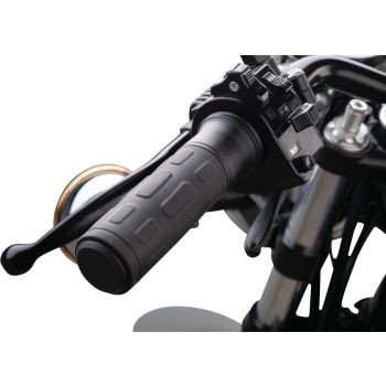 Rubber Grip with Black Aluminum Ring, removable end cap, for 22mm handlebars, length 125mm, of which 80mm rubber with 32mm diameter,1 pair, very high quality