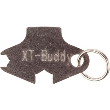 Keyring 'XT-Buddy' Stainless Steel, side cover pin tool, hex key SW5,5mm ignition contact & SW8mm battery, dim. approx. 43x28mm