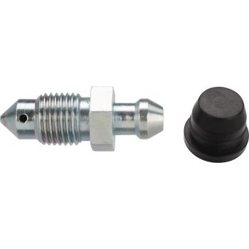 Brake Bleed Screw M10X1.00mm, length 30mm, high quality galvanized, for various Brembo brake callipers, with rubber cap, original look