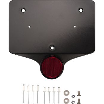 Support de plaque d'immatriculation avec catadioptre rond, nouveau format 210x130mm, 2mm alu, fixation vis tête fraisée