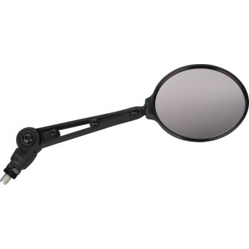 Offroad Folding Mirror, toolfree click-adjustable mirror arm, e-approved, M10x1.25mm right-hand thread, black plastic,