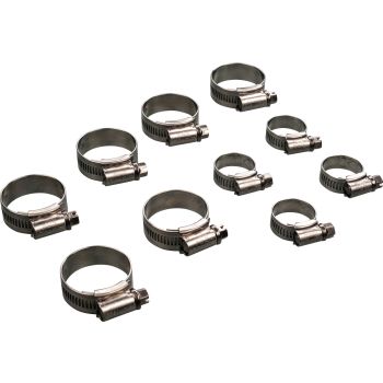 Samco Sport Stainless Steel Hose Clamp Set, for radiator hoses, item 50335, rounded corners and polished surfaces prevent cutting