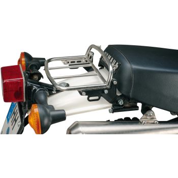 Mini Luggage Rack, stainless steel, with black brackets, luggage area approx. 23x15cm, replaces original chrome bracket (image shows 3D printed bracket)