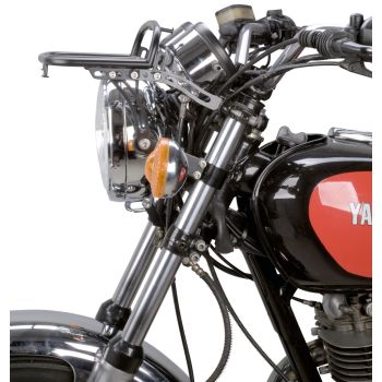 Front Luggage Rack, black stainless steel, with brackets and mounting material, luggage area 23x15cm, mounting only with accessory headlight brakets