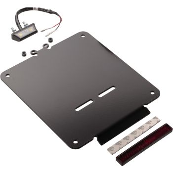 Number Plate Pad Aluminium 3mm, black coated, with e-approved licence plate illumination & reflector