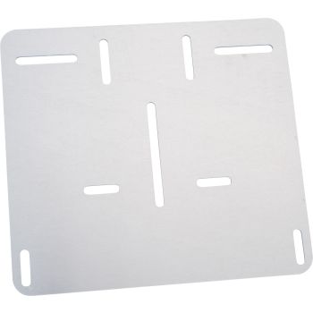 Renfort de plaque d'immatriculation pour plaque de 22x20cm, aluminium de 2mm, angles arrondis. Montage universel