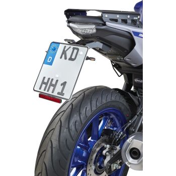 Licence Plate Bracket 'Short', adjustable, stainless steel/aluminium black plastic coated, incl. e-approved licence plate light