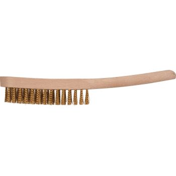 Brosse métallique, poils laiton ondulés 0.35mm, triple rangée, manche bois, env. 28cm