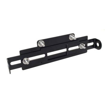 Support de plaque universel, alu anodisé noir avec supports de clignos, 185x65mm