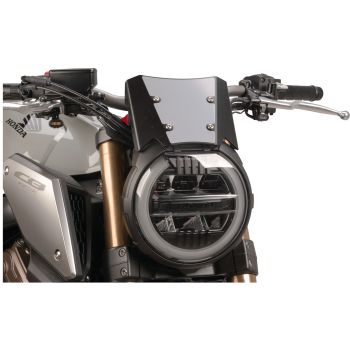 Speedometer Shield, black, covers the gap between speedometer and headlight, ready to mount incl. 1 pair of stainless steel brackets, decal see item 63043-X
