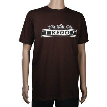 T-shirt 'KEDO', taille S, marron motif blanc (180g, coton bio), 100% coton