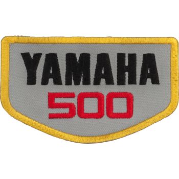 Badge à coudre 'YAMAHA 500', env. 86x52mm, noir, rouge, jaune sur fond blanc