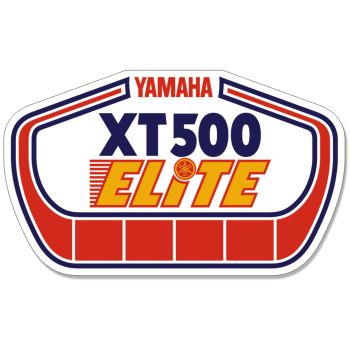 Autocollant Vintage 'XT 500 Elite', 15x9cm, rouge/bleu/jaune sur fond blanc