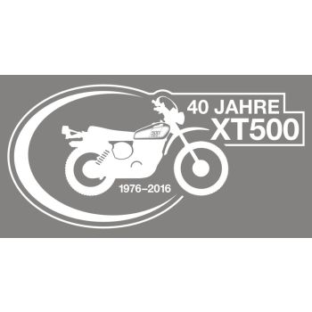 Autocollant commémoratif '40 Jahre XT500', blanc, taille env. 100x50mm, pièce