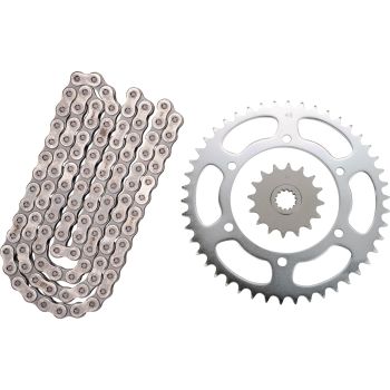 Kit chaîne à joints toriques 16/46, RK520XRE, 112 maillons, ouverte avec 2 attaches (rivet, clip)