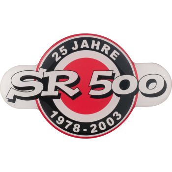 Emblème autocollant 25 ans SR500, noir/rouge, env. 85X50mm, pièce