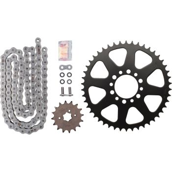 Kit chaîne à joints toriques 16/46, RK520XRE, 98 maillons, ouverte avec 2 attaches (rivet, clip)