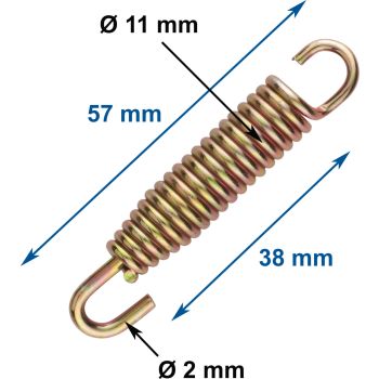 Ressort d'échappement universel, zingué, long. 57m, diam. 11mm, fil de 2mm. 1 crochet fou. Pièce