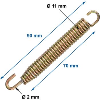 Ressort d'échappement universel zingué, pièce, longueur 90mm, diam. 11mm, fil de  2mm, 1 crochet tournabler