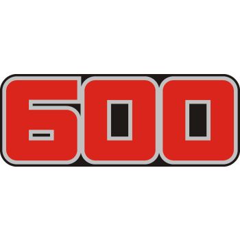 Side Cover Sticker 600, red/white, black background, 1 piece suitable for left or right, 2x required, OEM reference # 43F-21781-30