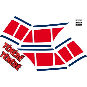 Autocollants de réservoir rouge/bleu marine et rouge/noir, droite et gauche, 4 pièces, complet avec logos 'Ténéré'