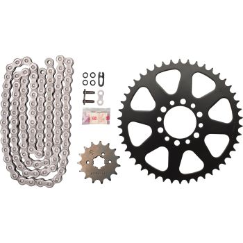 Kit chaîne à joints toriques en X, DID 520VX3, 15/46, 98 maillons, ouverte, noire, avec attache rapide à clipser