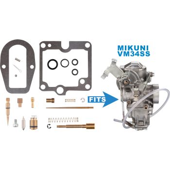 Kit de réfection carburateur KEDO, (gicl. princ. #300, gicl. ralenti #25), pour pointeau qualité OEM, voir art. 29193
