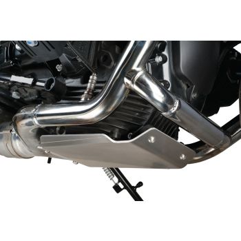 JvB-moto Engine Guard / Skid Plate, aluminium raw, stainless steel brackets black, incl. glued in shock absorber