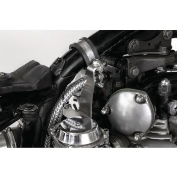 Carburettor Bracket, reliable stabilisation of the intake duct at open air filters, stainless steel, vibration-damped mounting